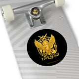 Five-Fold Passport Round Vinyl Sticker - Gold