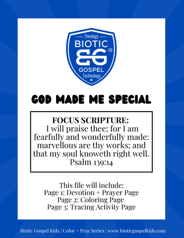 God Made Me Special Color + Pray Devotional